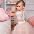 2017 Tulle Satin Lace Tiered Button Petite princesse Flower Girl Dresses